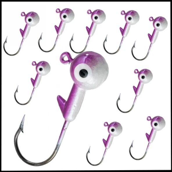 Uyguna-Yakala Mor Beyaz - 6 Gr-  Zoka - Kurşunlu Olta İğnesi  - 10 Adet-ALA.275 ürün görseli