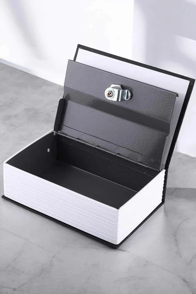 LitaeTrend Büyük Boy Anahtarlı Kitap Görünümlü Gizli Kasa Çelik Kasa Altın Kasası - Resim 3