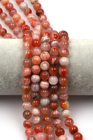 Karnelyan Akik Doğal Taş Dizi 8 mm Küre Kesim ürün görseli