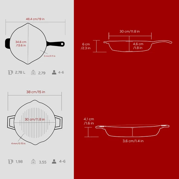 LAVA Döküm Bordo Serisi Kızartma & Izgara Seti – Profesyonel Lezzetler Evinde - Resim 6