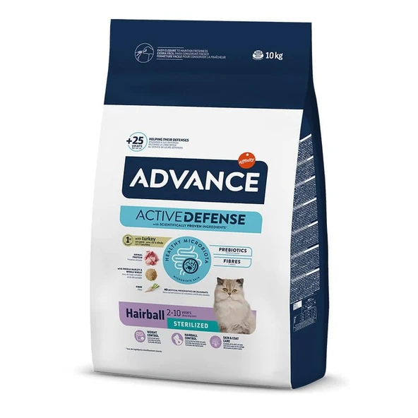 Advance Sterilized Hindili Kısırlaştırılmış Hairball Yetişkin Kedi Maması 10 Kg ürün görseli