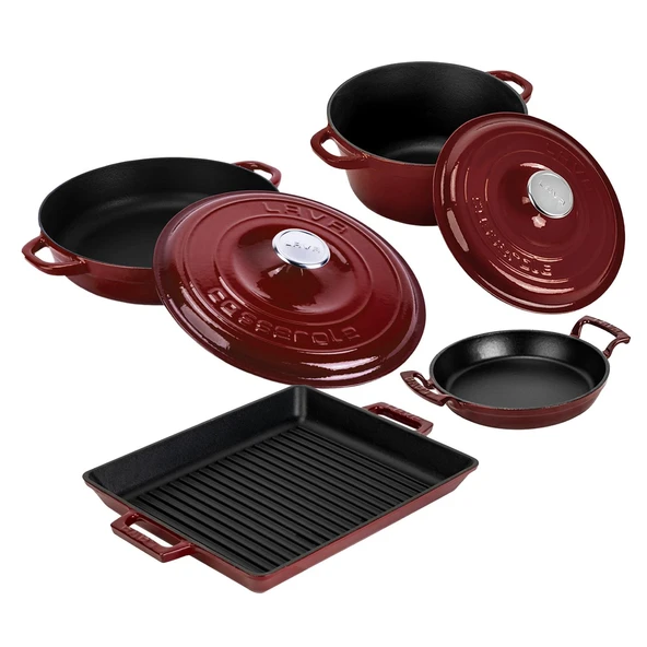 LAVA Bordo Döküm 6 Parça Set – Tencere, Sahan ve Izgara ile Şef Dokunuşu - Resim 2