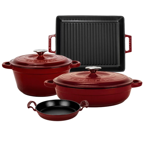 LAVA Bordo Döküm 6 Parça Set – Tencere, Sahan ve Izgara ile Şef Dokunuşu ürün görseli