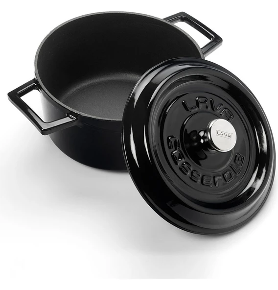 LAVA Döküm Yuvarlak Tencere. Trendy 20cm. Siyah-LV Y TC 20 K2 BL - Resim 2
