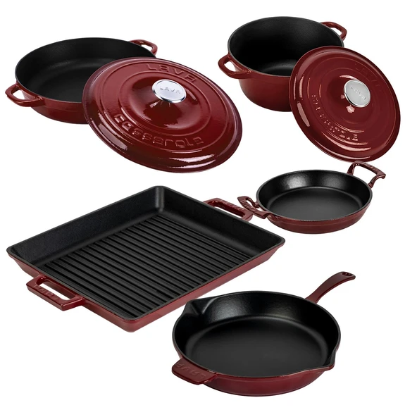 LAVA Döküm Bordo Serisi Set – Tencere, Tava, Sahan ve Izgara Bir Arada - Resim 2