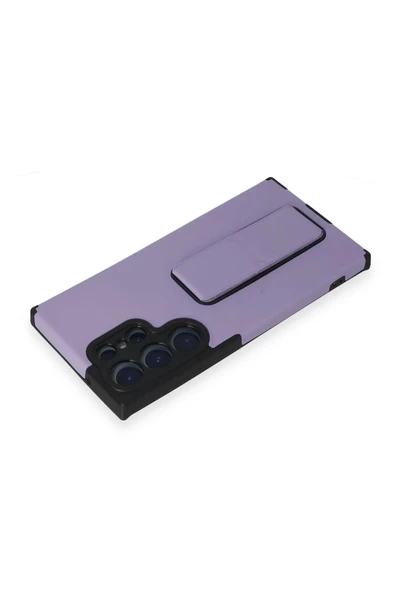 LitaeTrend Samsung Galaxy S23 Ultra Kılıf Mega Standlı Silikon - Lila - Resim 3