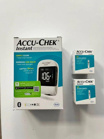 Accu Chek Instant Cihaz + Accu Chek Instant Strip 2 KUTU 50'Li (SKT:11/2026) ürün görseli