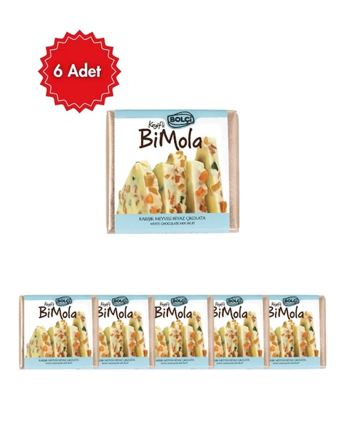 Bolçi Bimola Beyaz Çikolata Karışık Meyveli 70 gr 6'lı Avantaj Paketi ürün görseli 1