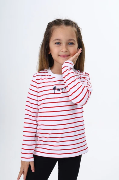 Toontoy Kız Çocuk Çizgili Tişört - Resim 6