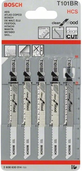 Bosch T 101 BR Clean For Wood 5'li Dekupaj Testeresi Bıçağı - 2608630014 ürün görseli