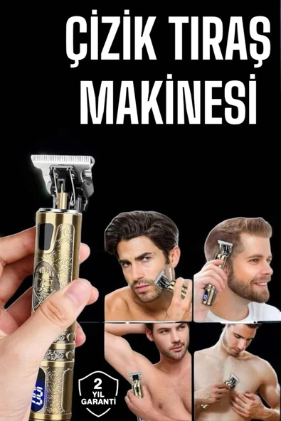 LitaeTrend Tıraş Makinesi Şarjlı Profesyonel Saç Kesme Makinesi Gold Çizik Tıraş ürün görseli 1