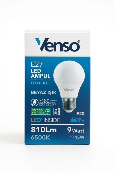Venso E27 LED Ampul 9W  810 Lümen 6500K Beyaz Işık - Resim 2