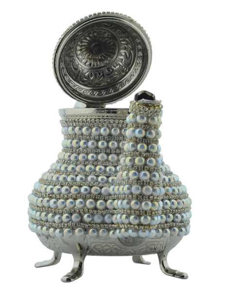 Arsal Dekoratif Inci ve Parlak Taşlı Gümüş Renk Demlik (18CMX22CM) - Resim 4