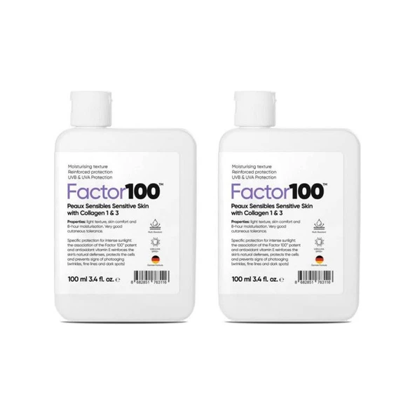 Factor100 2 Adet Ultra Nemlendirici Leke Karşıtı Yüksek Korumalı SPF50+ 100ML x 2 ürün görseli 1