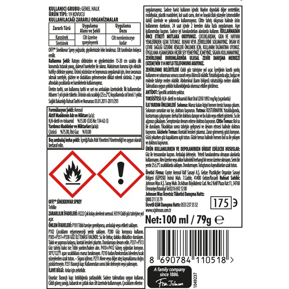 Off ! Sinekkovar Sprey 6 Saate Kadar Etki 100 ml - Resim 3