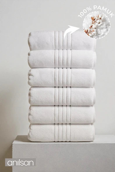 6'lı Strip El Havlusu - 50x90 Cm, 225 Gr, %100 Pamuk, Spa Ve Otel Havlusu, Günlük Kullanıma Uygun ürün görseli 1