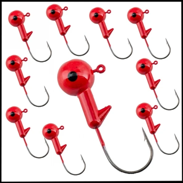 Uyguna-Yakala Kırmızı - 21 Gr-  Zoka - Kurşunlu Olta İğnesi  - 10 Adet-ALA.273 ürün görseli