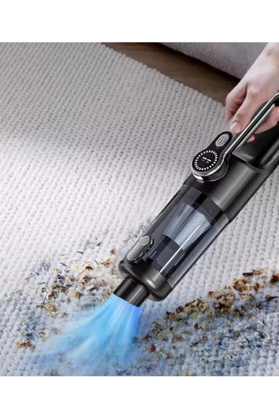 Işıklı Araç Süpürgesi Kablosuz 22.000 Pascal Çekim Gücü Vakum ve Üfleme 2in1 10Başlık Metal Filtreli - Resim 5