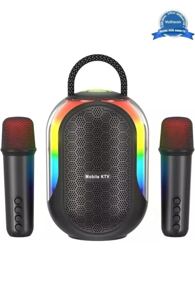 Bluetooth Çift Mikrofonlu Kablosuz Karaoke Rgb Işıklı Yüksek Sesli Müzik 4 Ses Degıstırme ürün görseli