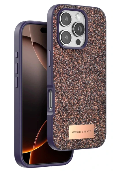 LitaeTrend iPhone 16 Pro Max Bright Simli Kapak - Derin Mor ürün görseli 1