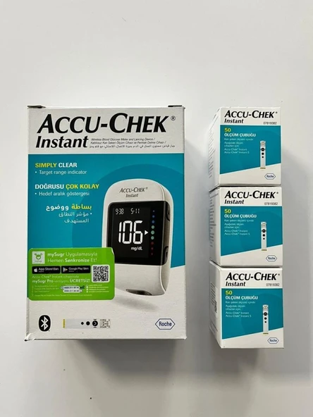 Accu Chek Instant Cihaz + Accu Chek Instant Strip 3 KUTU 50'Li (SKT:11/2026) ürün görseli