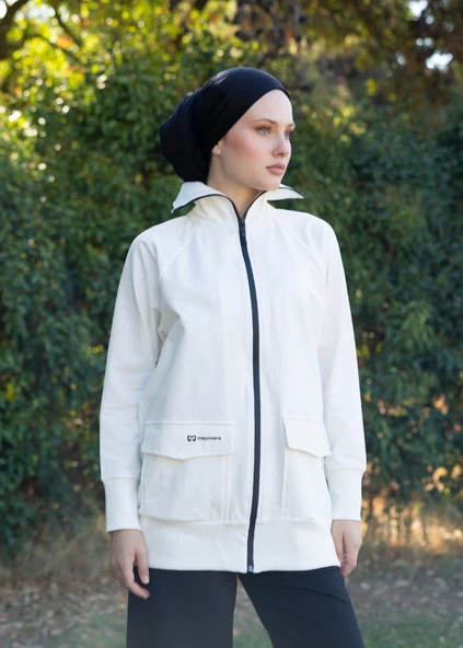 Tesettür Eşofman Siyah Fermuarlı - Resim 4