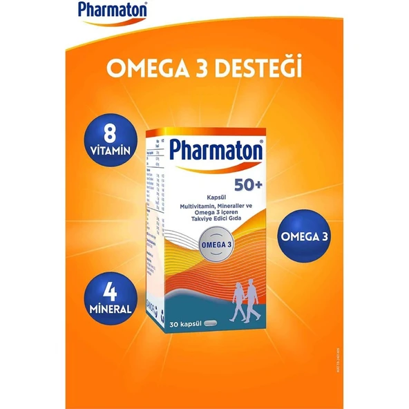 Pharmaton 50 Plus 30 Kapsül - Omega 3, Multivitamin ve Mineraller - Resim 2