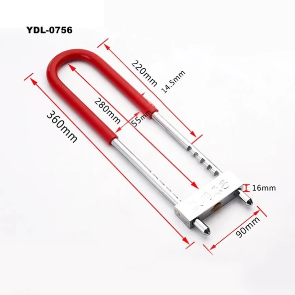 Kilit Direksiyon Motosiklet Bisiklet Kilidi Motorsiklet Halat Zincir Çelik Hırsız Güvenlik 36 cm - Resim 2