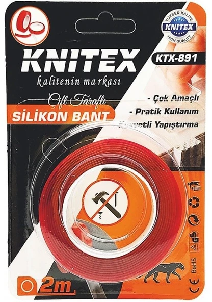 Knitex KTX-891 Çift Taraflı Silikon Bant (2 Metre) ürün görseli