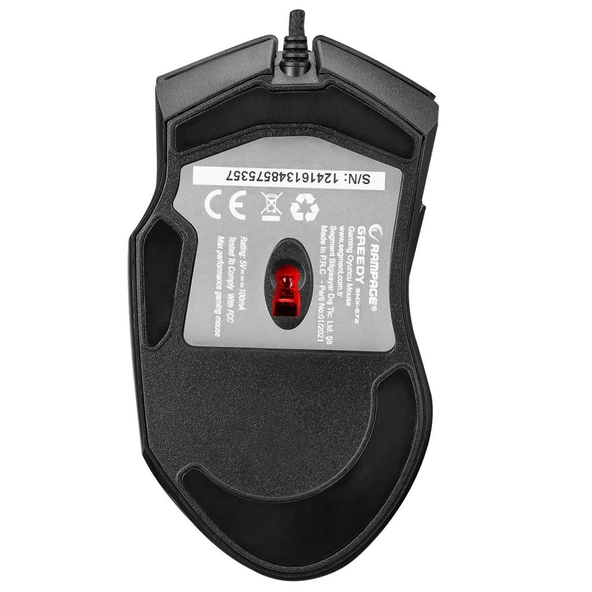 Rampage SMX-G72 GREEDY V2 8 Tuşlu Double Click Real RGB Ledli Makrolu 12800 DPI Gaming Oyuncu Mouse - Resim 6