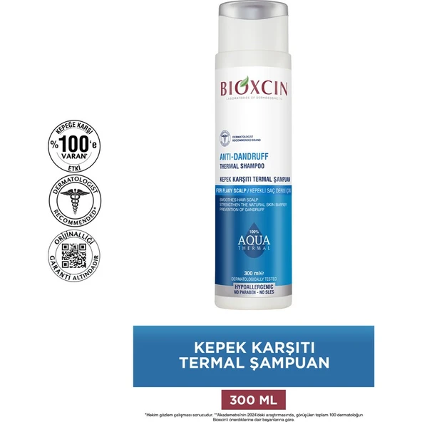 Bioxcin Kepek Karşıtı Termal Şampuan - Kepekli Saçlar İçin Yatıştırıcı ve Paraben İçermeyen Formül, 300 ml - Resim 2