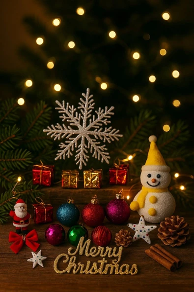 Yılbaşı Yeni Yıl Çam Ağaç Süsü 25 Parça Merry Christmas Yazılı Noel Dekoru Renkli Çam Ağacı Süsleri - Resim 2