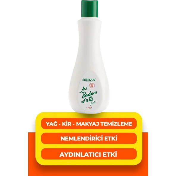 Bebak Yüz Temizleme Sütü - Tüm Cilt Tipleri için Arındırıcı ve Besleyici Bakım, Badem Yağı ile Makyaj Temizleme, 215 ml - Resim 2