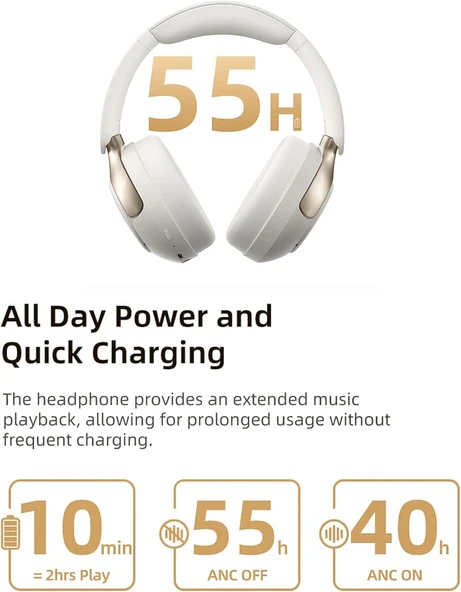 QCY H3 Pro ANC Mor Kulak Üstü Bluetooth Kulaklık - Resim 2