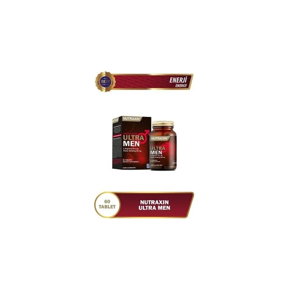 Nutraxin Ultra Men 60 Tablet - L-Arjinin ve Panax Ginseng Ekstreleri İçeren Takviye Edici Gıda, Türkiye Menşeli - Resim 2