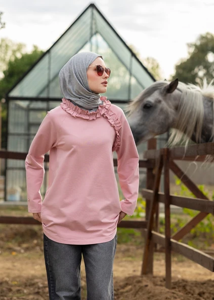 Tesettür Eşofman Üstü -Pembe - Resim 3