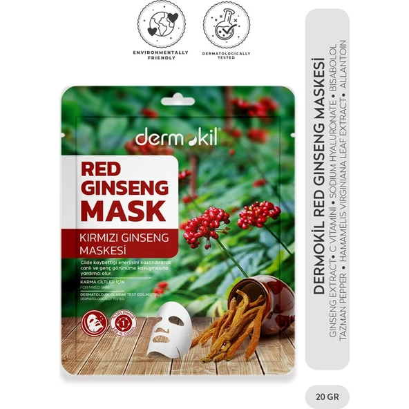 Dermokil Kırmızı Ginseng Maskesi (Karma Ciltler İçin) 20 g ürün görseli 1