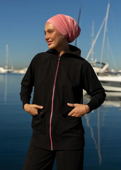 Tesettür Eşofman Fuşya Fermuarlı ürün görseli 1