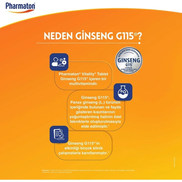 Pharmaton Vitality 30 Tablet - Ginseng G115, Multivitamin ve Mineraller - Resim 3