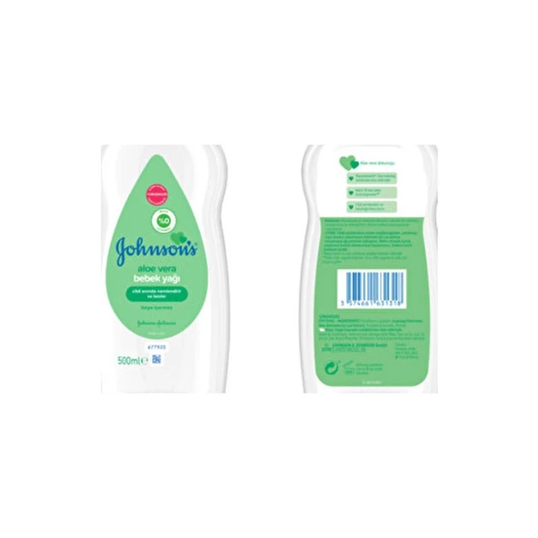Johnson's Aloe Vera Bebek Yağı 500 ml Hipoalerjenik Dermatolojik Olarak Test Edilmiş - Resim 4