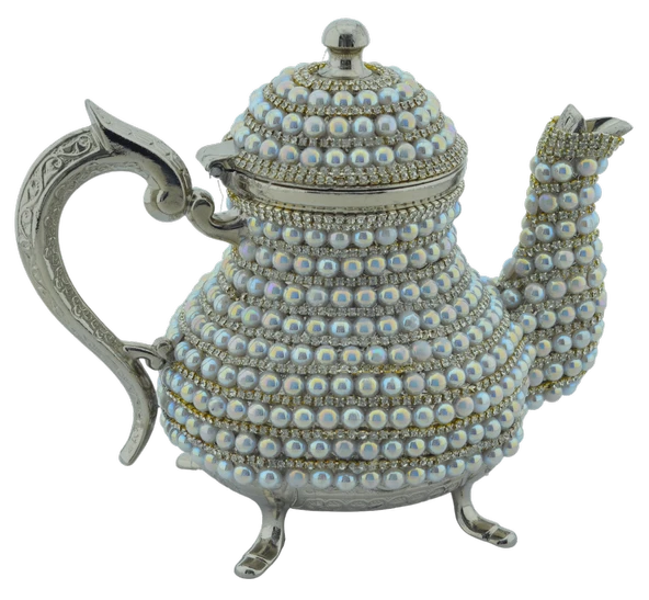 Arsal Dekoratif Inci ve Parlak Taşlı Gümüş Renk Demlik (18CMX22CM) ürün görseli