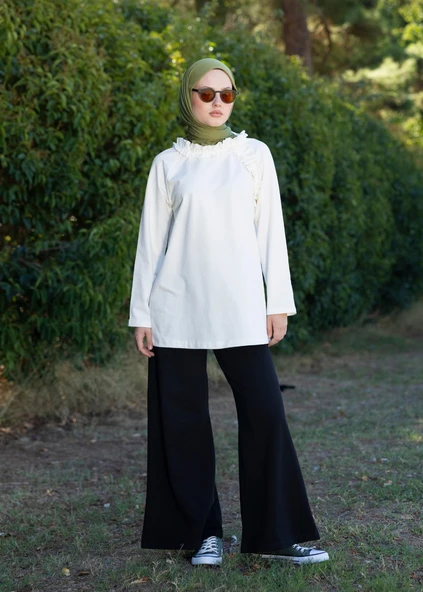 Tesettür Eşofman Üstü -Ekru - Resim 2