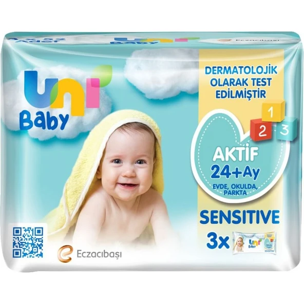 Uni Baby Aktif Sensitive Bebek Islak Mendil 24+ Ay 3x52 Adet ürün görseli 1