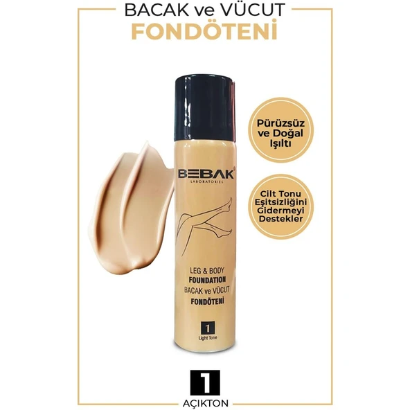 Bebak Bacak ve Vücut Fondöteni 75 ml Suya Dayanıklı Açık Ton Kadınlar İçin Doğal Pürüzsüz Görünüm - Resim 2