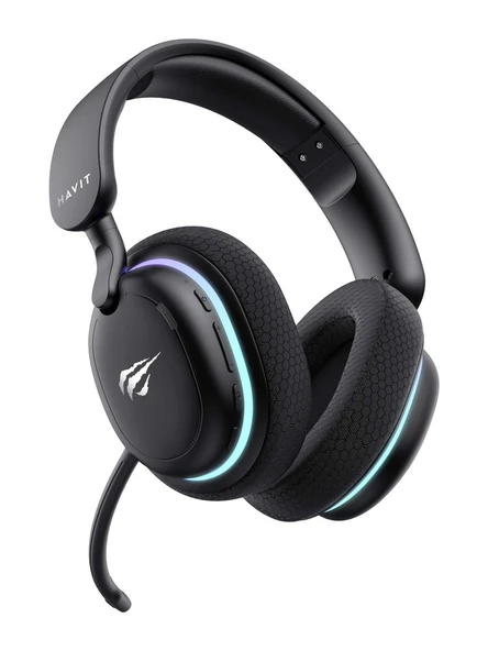 Havit Gamenote Fuxi-H7 Siyah RGB USB Kablolu/Kablosuz Kulak Üstü Oyuncu Kulaklığı - Resim 4
