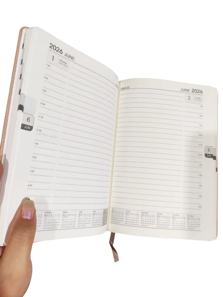 2026 Ajanda Pastel Renkli Dokulu Günlük Ajanda A5 (15x21 cm) - Gri - Resim 4