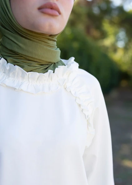 Tesettür Eşofman Üstü -Ekru - Resim 4