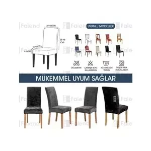 MANDAŞ 6LI SET Jakarlı Lastikli Eteksiz Sandalye Kılıfı-Şal Desen Lacivert - Resim 3