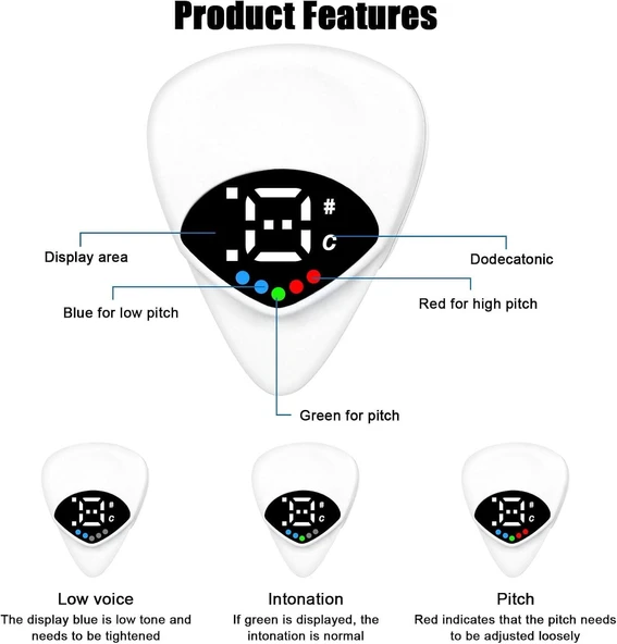 2'si 1 Arada Gitar Plektreni & Akort Cihazı Taşınabilir - Resim 6