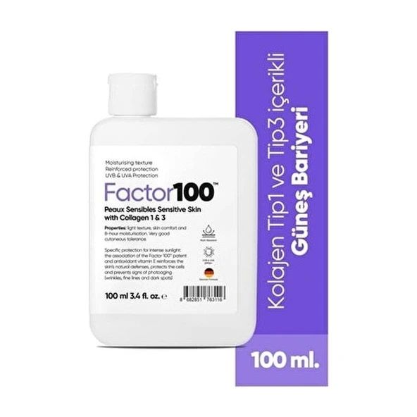 Factor100 Factor100 Factor100 Factor100 Factor100 Factor100 Factor100 Factor100 Factor100 Ultra Nemlendirici Leke Karşıtı Yüksek Korumalı Spf50+ 100ml ürün görseli 1